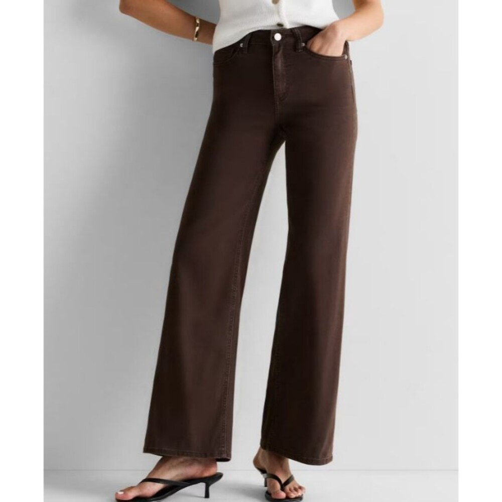 Quince Bella Stretch Wide Leg Jeans Coffee Bean Brown 24x32 NWT